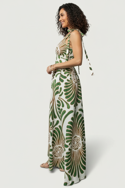 Eslaro Maxi Jurk Dames Verstelbare Bandjes & Botanische Print Boheemse